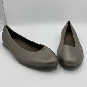 Ecco Touch Ballerina 2.0 Shoes Women 42 11 Stone Metallic Leather Flat